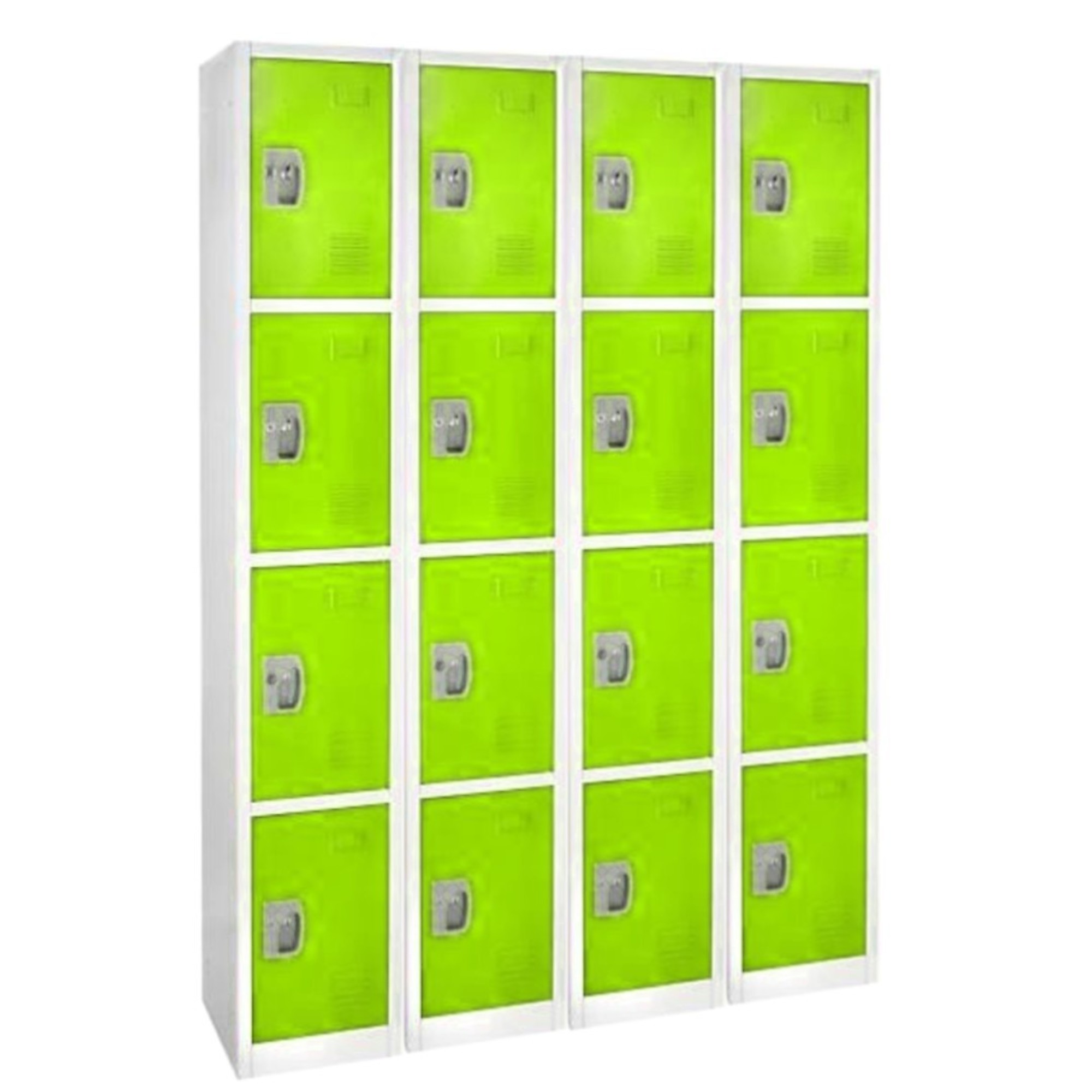 Alpine, 72in.H 4-Tier Steel Storage Locker, Green, 4-Pack, Height 72 in, Width 12 in, Color Green, Model# ADI629-204-GRN-4PK